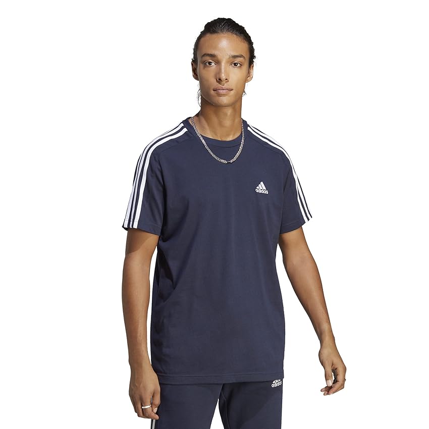 adidas Essentials Single Jersey 3-stripes Tee Maglietta a maniche corte, Legend Ink/White, S Uomo