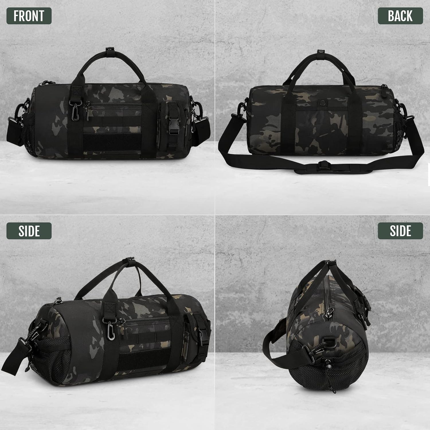 Huntvp Small Tactical Duffle Bag MOLLE Handbag Gear Military Travel Carry On Shoulder Bag Small Valise