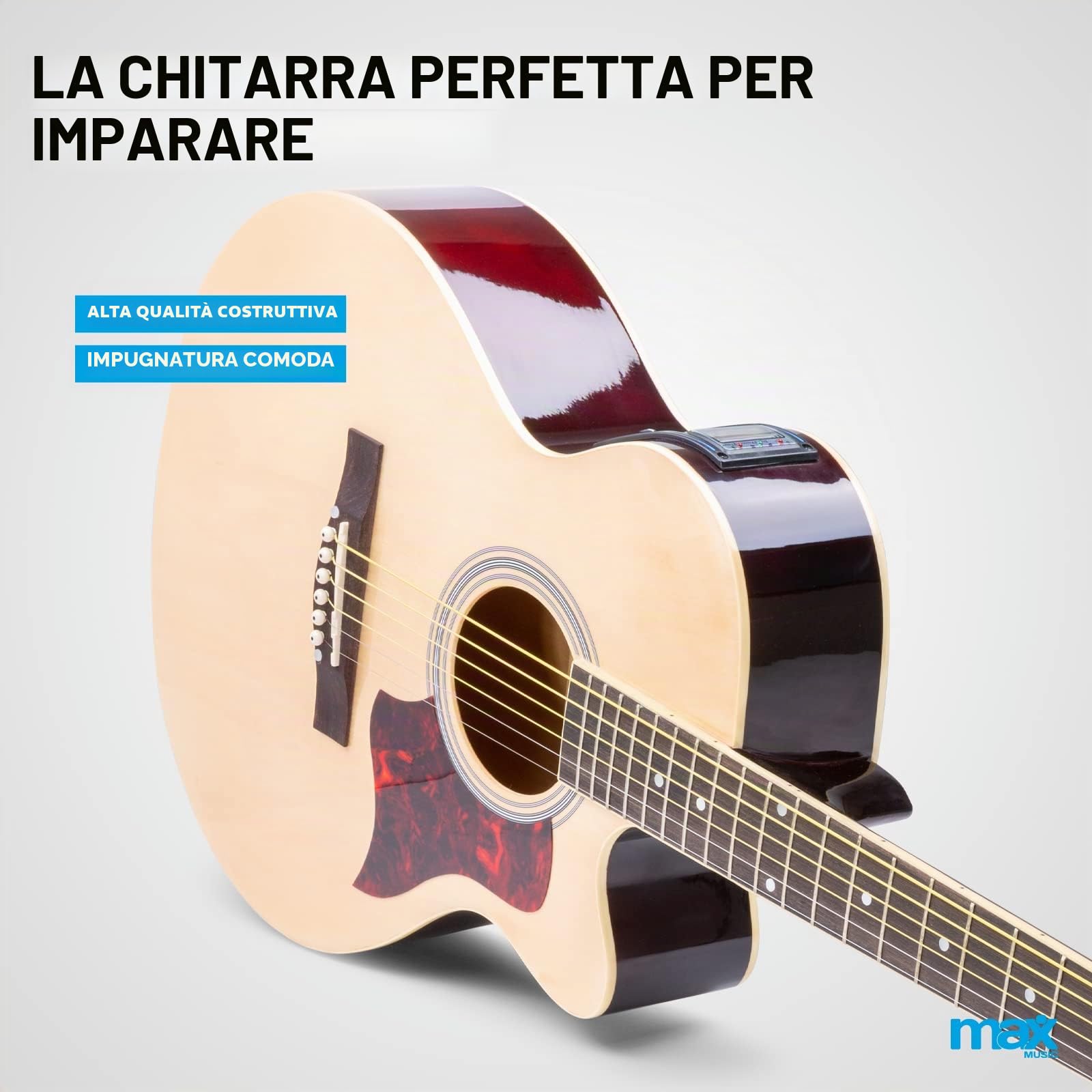 Max ShowKit Set chitarra acustica elettrica naturale