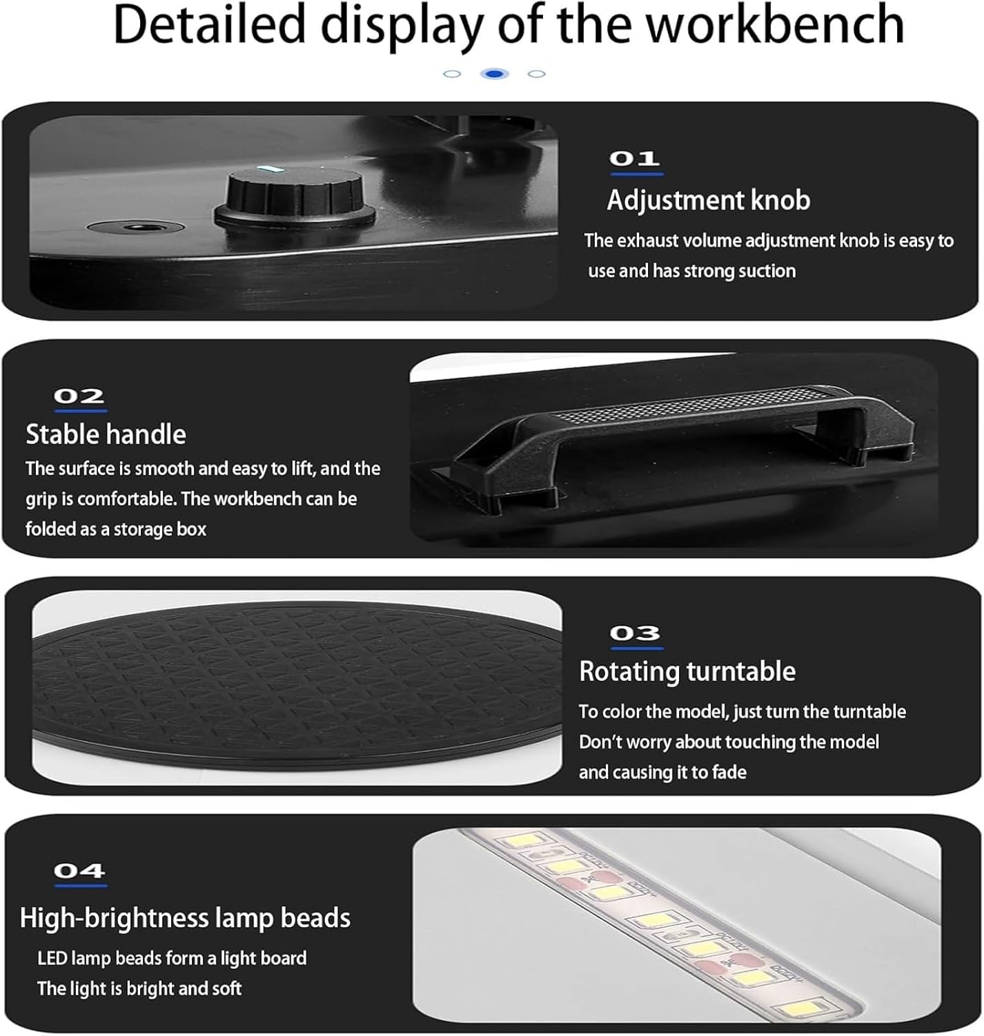 Portable Airbrush Spray Booth, Foldable Paint Sprayer Box Kit with Powerful Dual Exhaust Fans, LED Lightings, Long Exhaust Extension Hose, for Painting, Crafts, Nails, Art Cakes