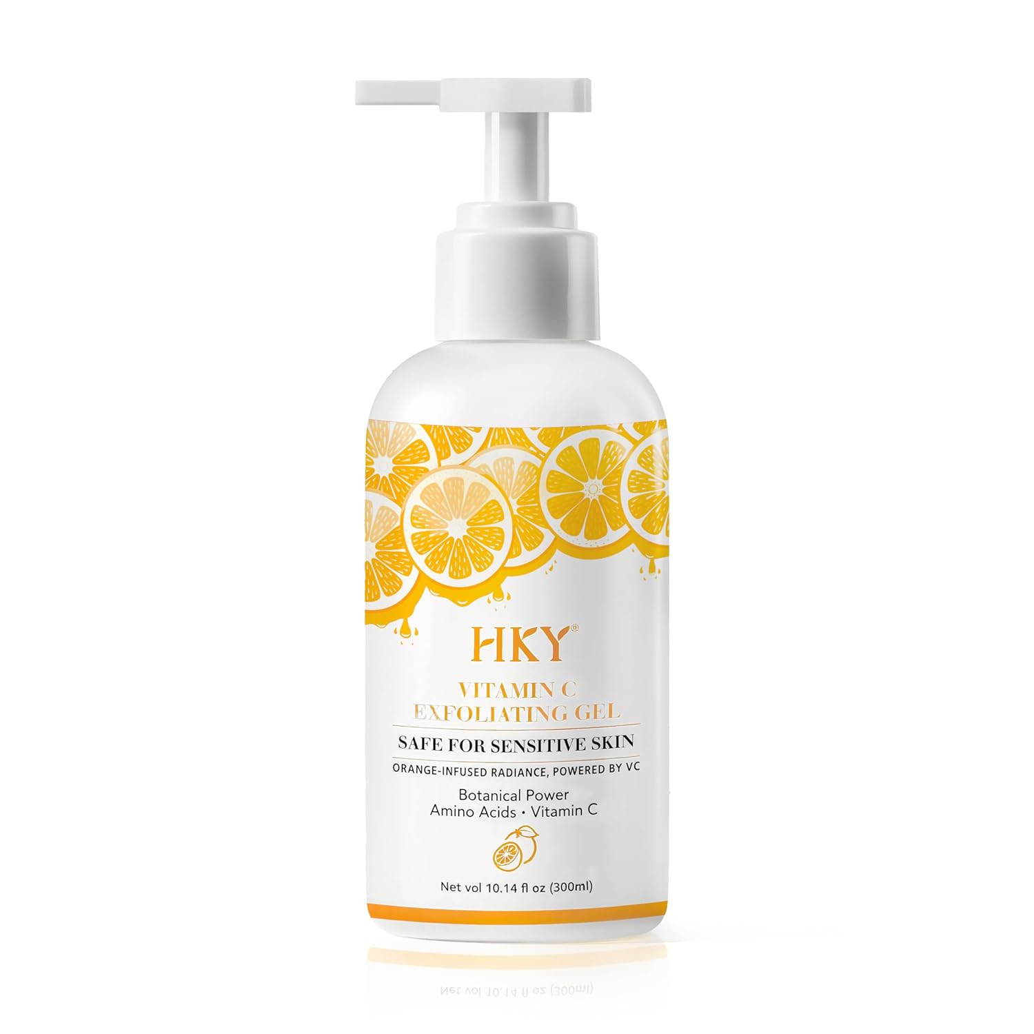 HKY Vitamin C Exfoliating Gel for Face & Body (10.14 fl oz) - Brightening Orange Peeling Gel with Niacinamide, Salicylic Acid & Centella - Gentle Dead Skin Remover Scrub for Smooth, Glowing Skin