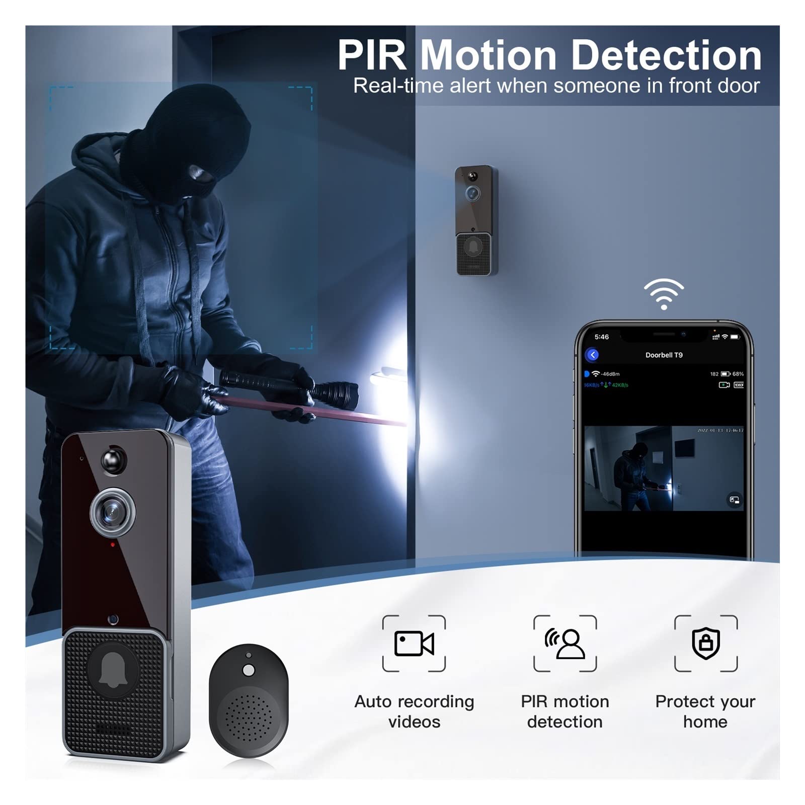Videoportero con cámara de alta definición, Timbre de vídeo inalámbrico inteligente, intercomunicador Visual Digital, WIFI, timbre de puerta, portero electrónico impermeable, cámara de seguridad for e