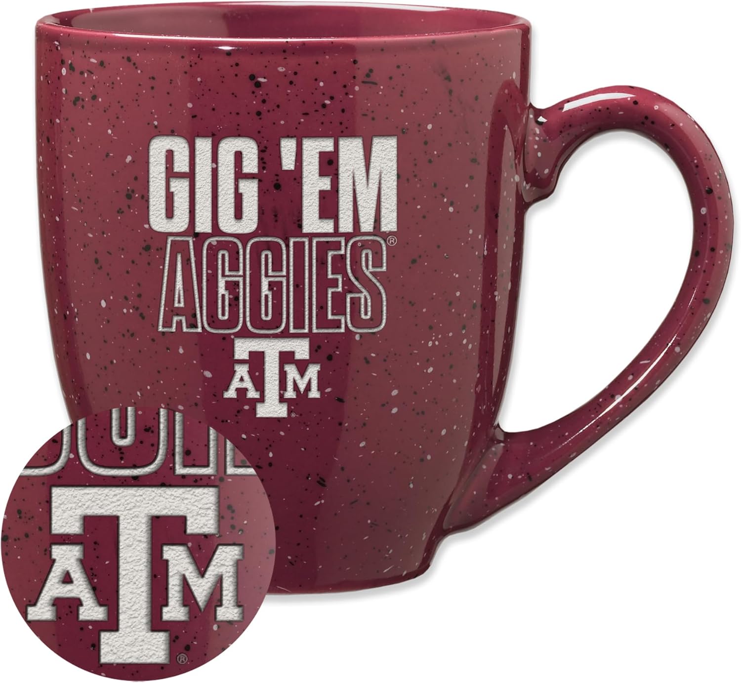 Rico Industries NCAA Team Slogans and Chants 16 oz Team Color Laser Engraved Speckled Ceramic Coffee Mug