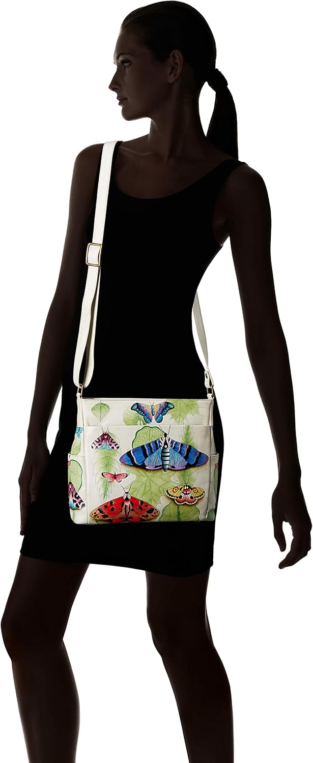 Anna by Anuschka Women's Hand-Painted Genuine Leather Crossbody with Side Pockets - Image 2