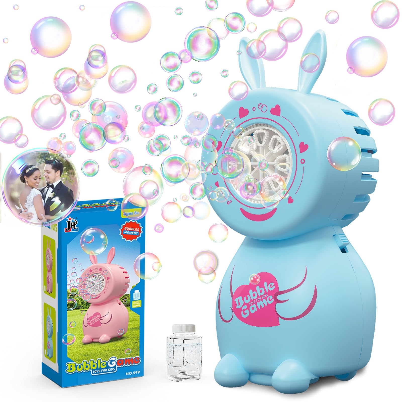 PANACARE Elektrische Seifenblasenmaschine, Seifenblasenspielzeug Kinder 5000+ Blasen/Min mit Seifenblasenlösung für Hochzeit/Geburtstag/Party, Geschenk für Junge&Mädchen 345678, Bubble Machine