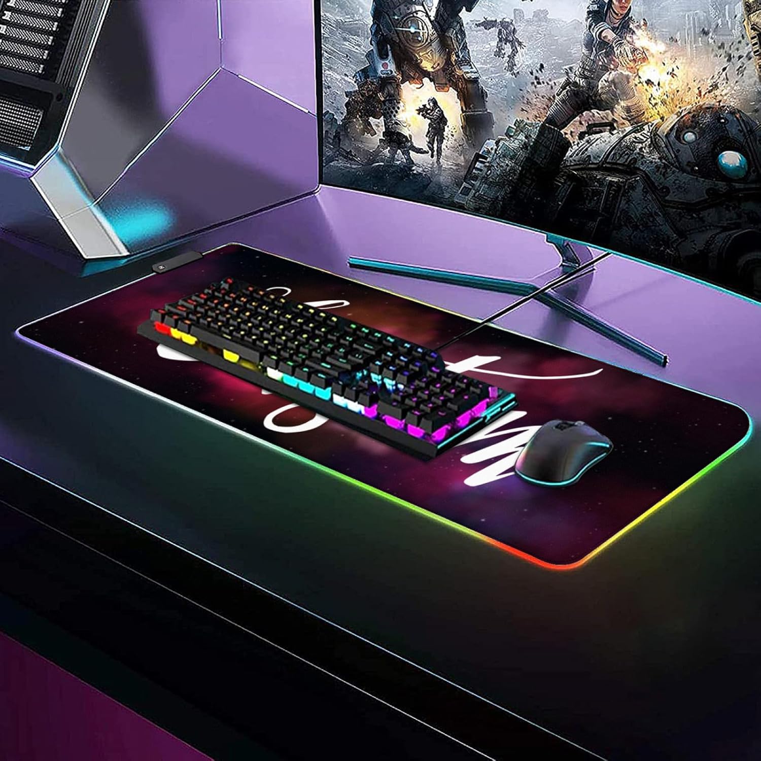 Custom Mouse Pad, Personalized Mouse Pads with Photo/Text/Logo, Customized Mousepad Wireless Large (31.5" x 12", with 4-Port & LED)