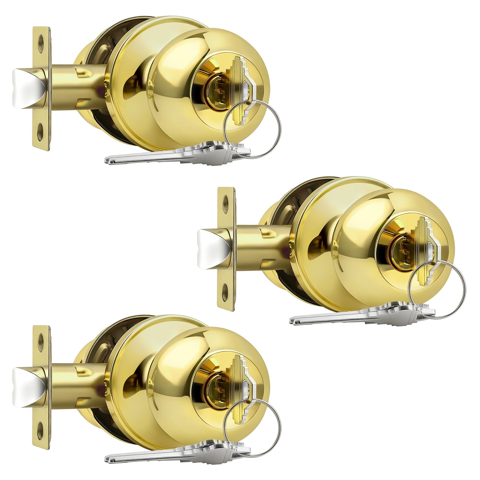 Brushed Nickel Keyed Alike Door Knobs - 10 Pack -15