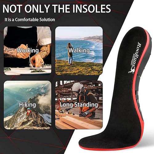 Miniatura 5 de RooRuns - Plantillas para fascitis plantar, más de 280 libras, soporte de arco alto, pies planos, plantillas ortopédicas suaves para aliviar el