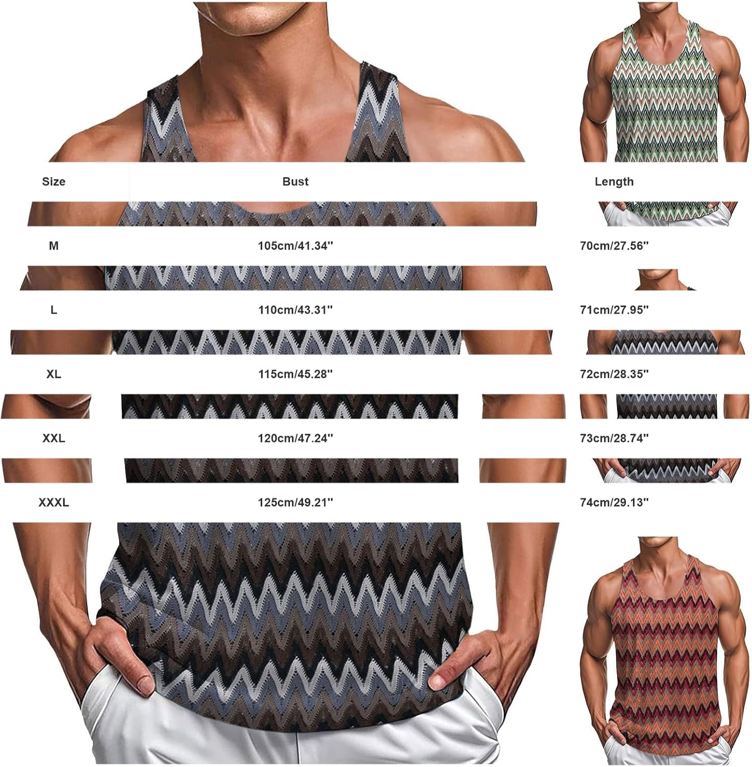 Color Block Tank Tops for Men Casual U Neck Sleeveless T Shirt Summer Trendy Print Tops Fashion Sleeveless Shirts