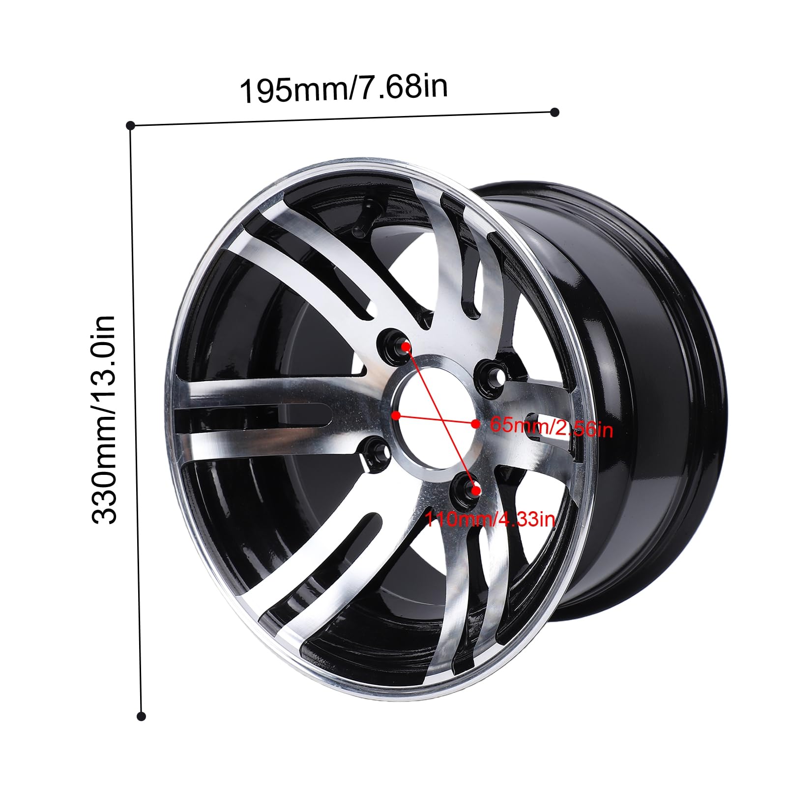Llantas de Ruedas ATV, Cubo de Llanta de Rueda ATV de 12 Pulgadas, Ruedas de Repuesto de Aleación de Aluminio para Quad, ATV, Go Karts, Vehículo Todoterreno, Rendimiento