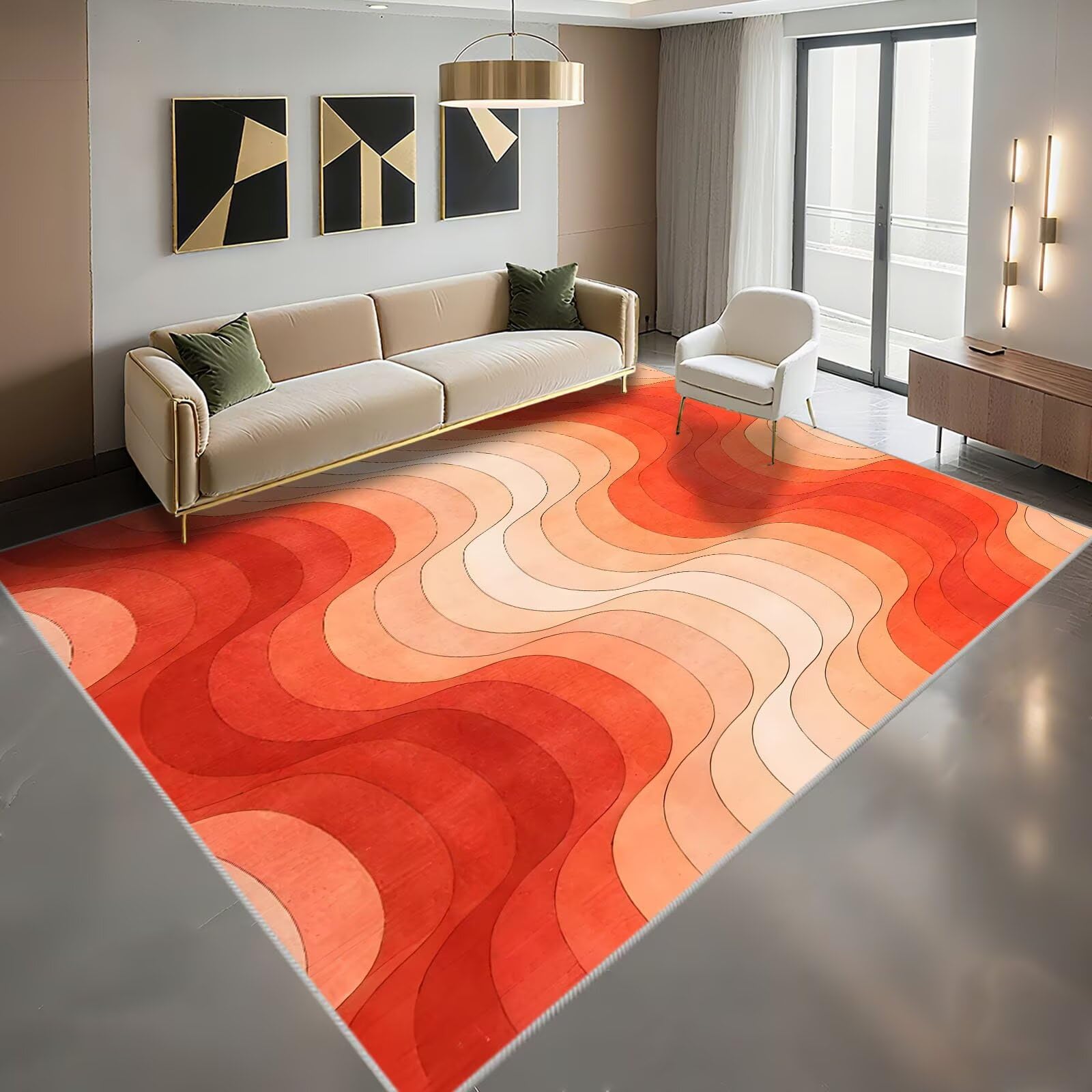 Tapis chambre ado orange rouge 160x200cm doux, la solution contre les sols froids et glissants