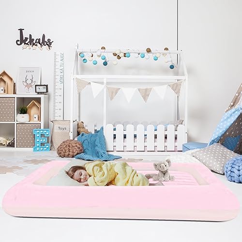 Miniatura 2 de Colchón de aire para niños colchón de aire portátil rápido para niños, superficie con felpa suave y cómoda, ideal para sala de estar, habitación y