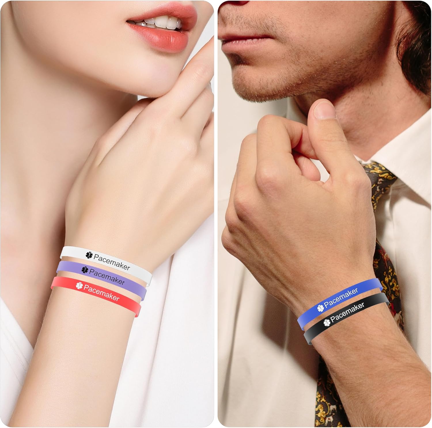 5PCS Medical Alert Bracelet for Men Women, Medical Alert ID Silicone Wristband for Diabetic D.N.R Pacemaker Epilepsy - Image 6