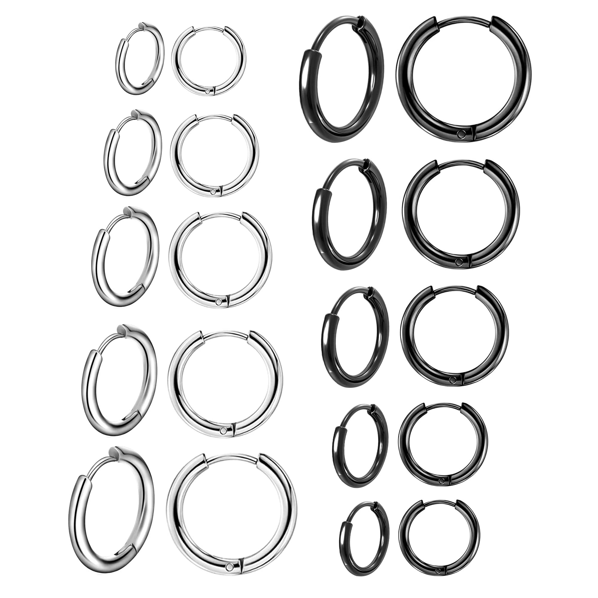 10 Pairs Earring Sets for Multiple Piercing 14K Gold Plated Studs Earrings and Hoops Set Hypoallergenic Small Hoop CZ Stud Earing for Women Men
