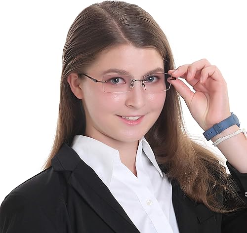 Miniatura 6 de LifeArt Lentes de bloqueo de luz azul, lentes de lectura para computadora, anti rayos azules, reducen la fatiga ocular, marco sin montura tintada