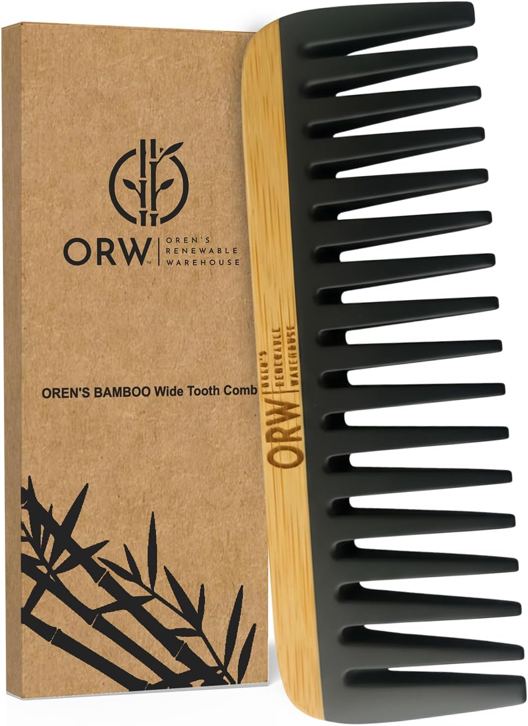 Wide Tooth Comb for Curly Hair – Bamboo Detangling Comb for Wet Hair, Shower Safe, Bakelite Reinforced, Durable, SGS REACH Tested