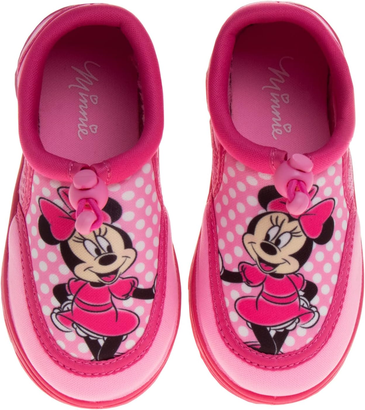 Minnie Mouse Water Shoes - Pool Aqua Socks for Kids- Sandals Princess Bungee Waterproof Beach Slides Sport Character Summer Slip-on Quick Dry (Toddler/Little Kid)