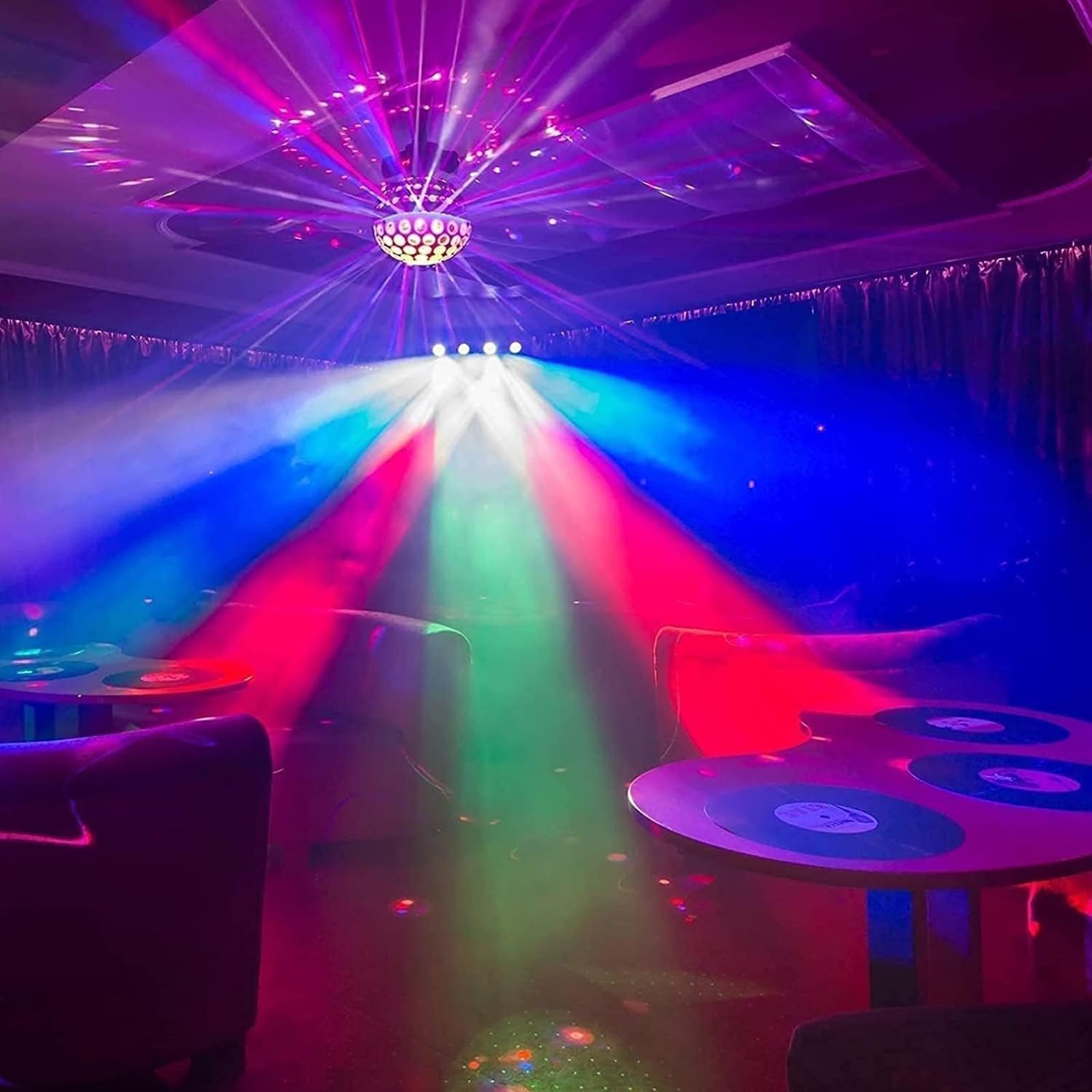 Kula Dyskotekowa, Oświetlenie Na Imprezę Dyskotekową Z Koralikami Świetlnymi LED RGB 5 * 3W, Sterowanie Aktywowane Dźwiękiem/samobieżne/DMX 512, Do Występów Na Żywo, Świątecznego Rave, Tańca