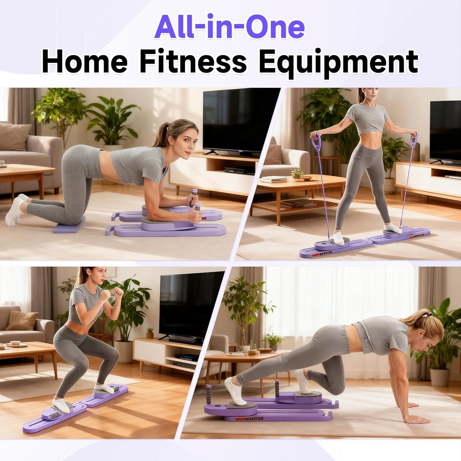 Tavola Reformer per Pilates con Fasce di Resistenza – Macchina Pilates Portatile, Allenamento Completo del Corpo per Casa, Rafforzamento del Core, Tonificazione dei Glutei e delle Gambe,