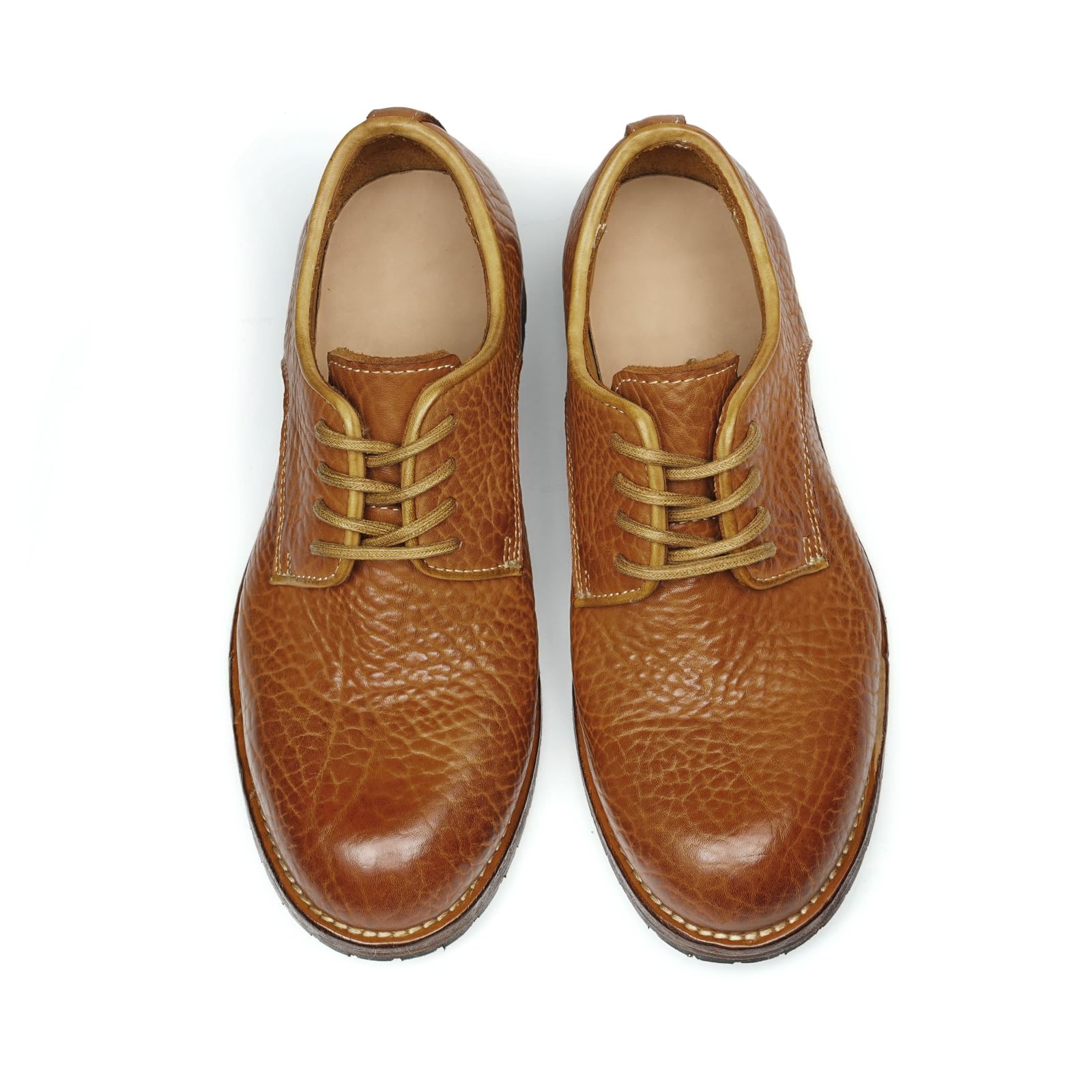 Derbys Vintage in Pelle Bovina da Uomo Scarpe Stringate da Abito Formale in Rilievo