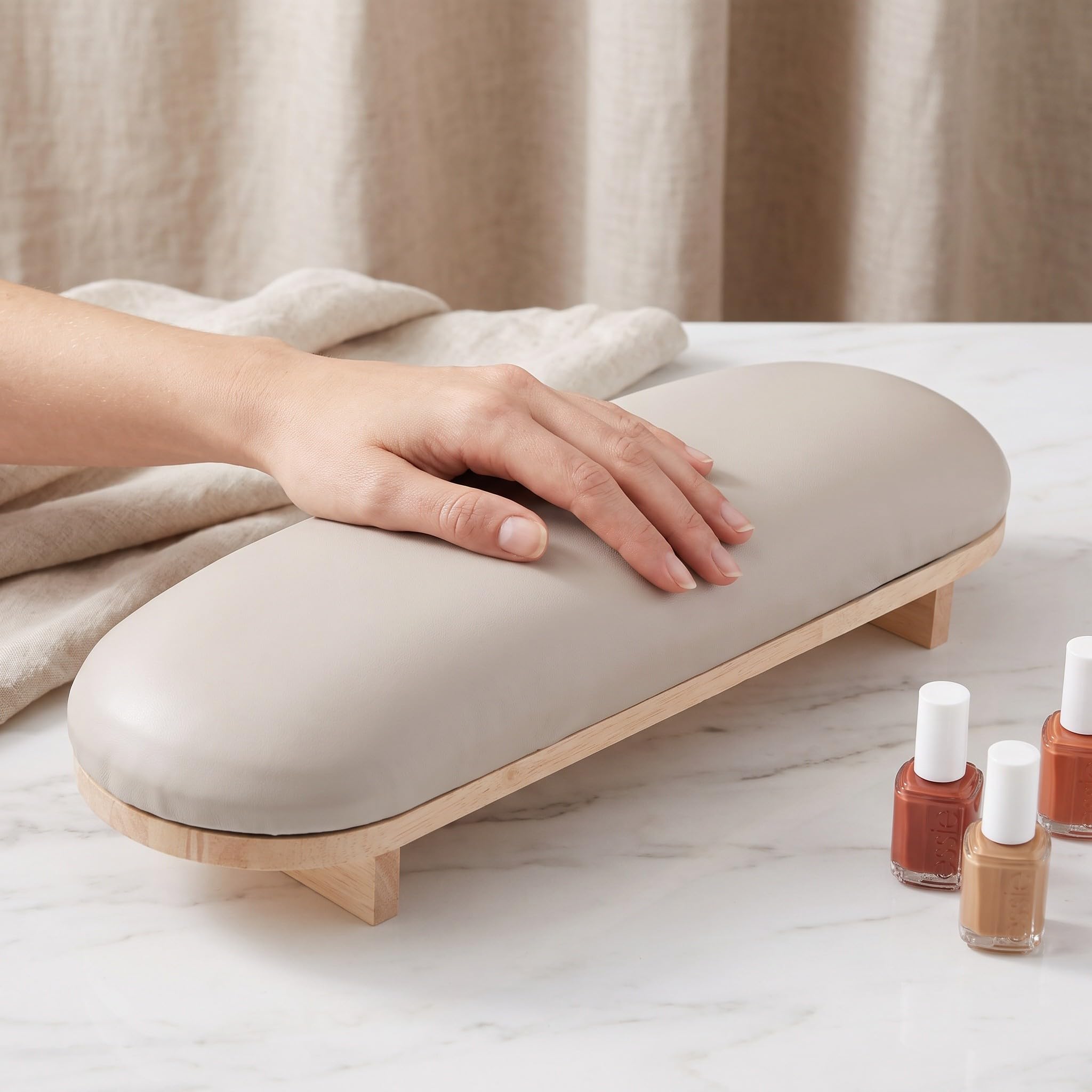 Zerodeko 2 szt. podpórka pod nadgarstek, skórzana podpórka pod nadgarstek, uszka pod do manicure, akcesoria do salonu pedicure i użytku domowego
