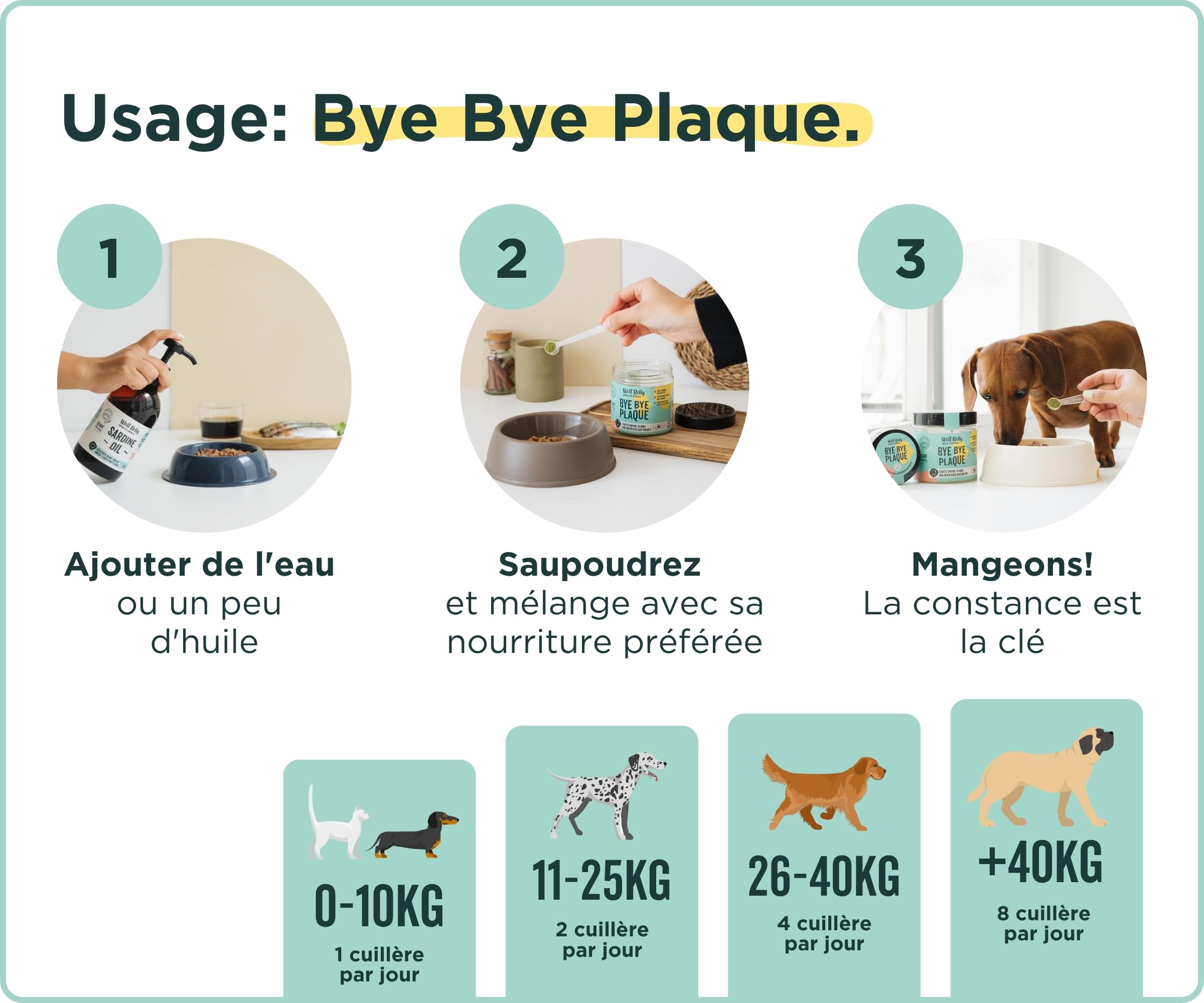 Wolf Belly - Pack Huile de Saumon (500 ML) et Santé Bucco-Dentaire (180 g) 100% Naturel | Oméga 3 et 6 + Hygiène Dentaire | pour Chiens et Chats - Fabriqué en UE