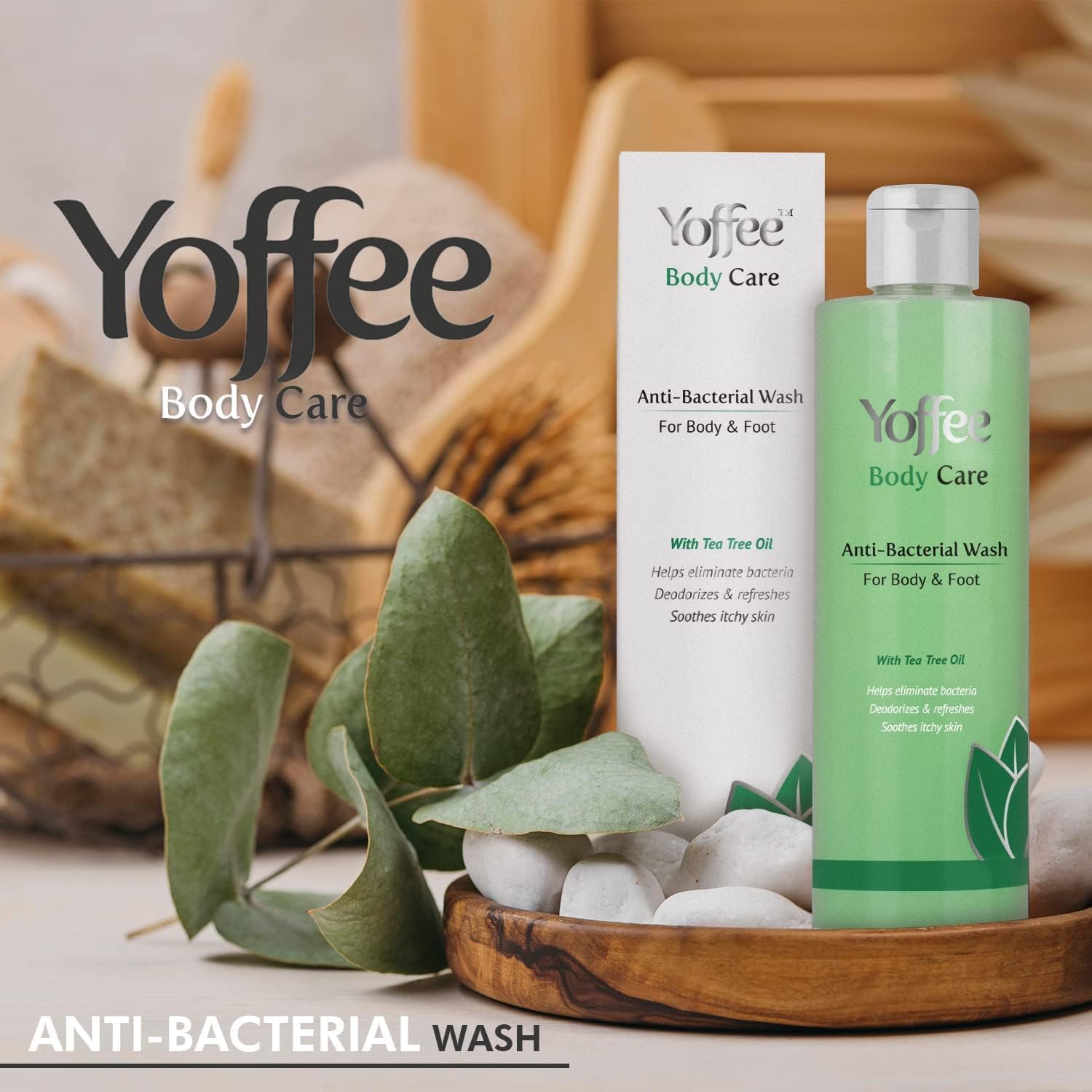 Yoffee Teebaumöl Duschgel gegen Körpergeruch, Juckreiz & Hautpflege, 900 ml | mit Kokosöl für Männer und Frauen – lindert Hautirritationen