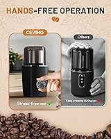 Vista 2 de Molinillo de café de hoja manos libres, molinillo de café inalámbrico con molienda ajustable 5-30S, seguridad de triple bloqueo y batería recargable