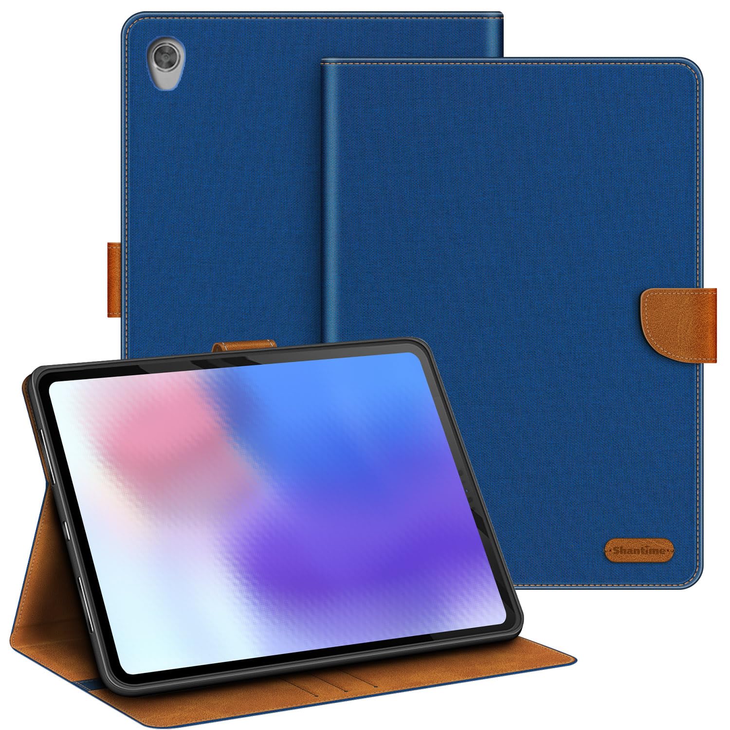 Leather Case Compatible with Lenovo Tab M10 HD 2nd Gen Wi-Fi TB-X306F 10.1 2020 Protective Cover with Inner TPU Silicone Shell, Built-in Stand and Rugged Drop-Proof(Blue)