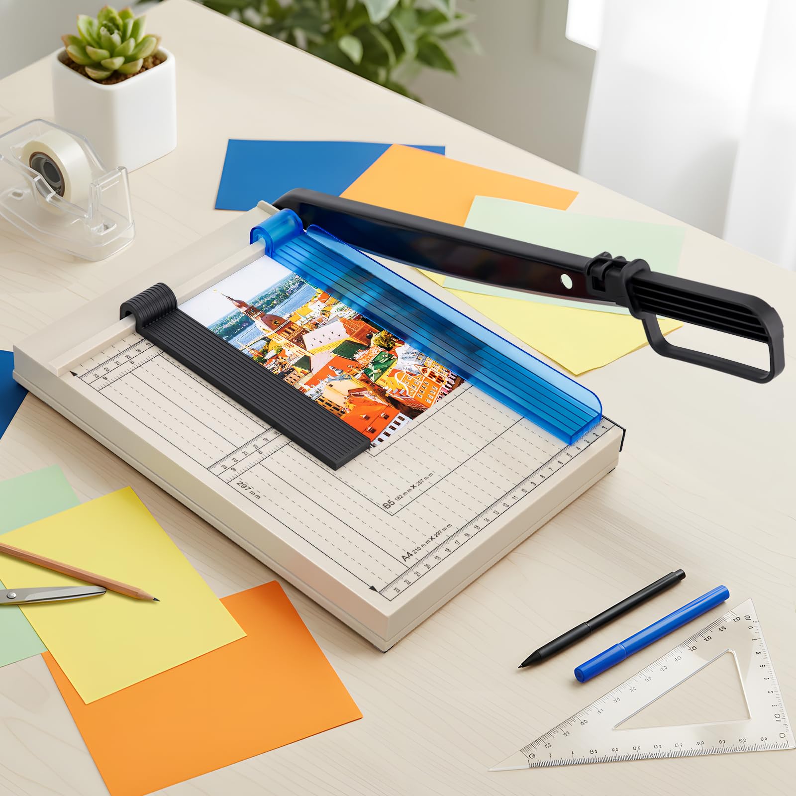 Taglierina per Carta A4, Taglierina Professionale Manuale, Capacità 12 Fogli, Taglia Carta di Precisione con Protezione di Sicurezza, Adatto per Foto, Carte e Cartone