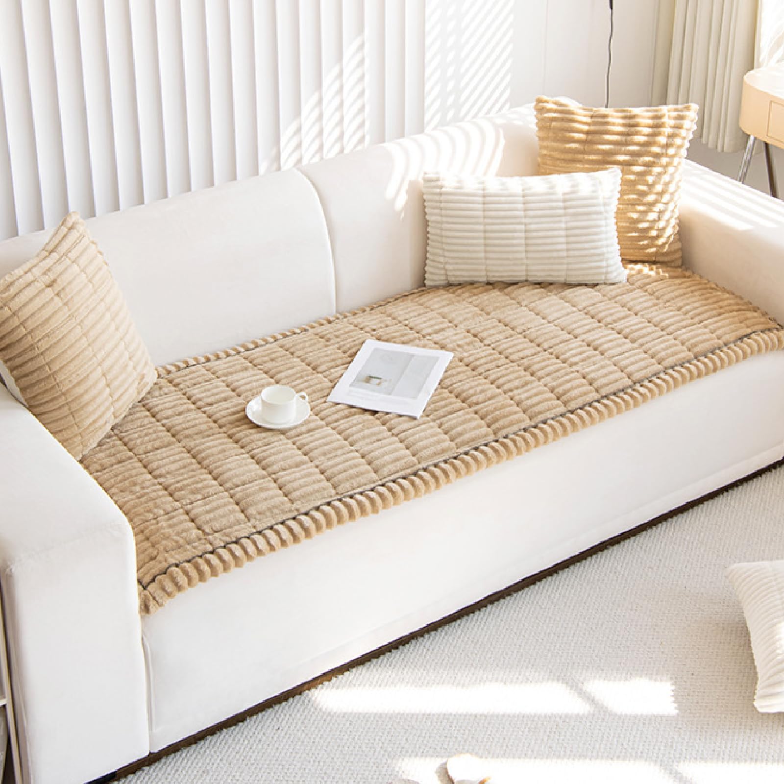 XZQYYY Thick Sofa Covers Washable, Soft Corduroy Couch Covers 2 3 4 Seater, Non-Slip Sofa Slipcovers, Pet-Friendly Couch Cover Furniture Protector for Living Room