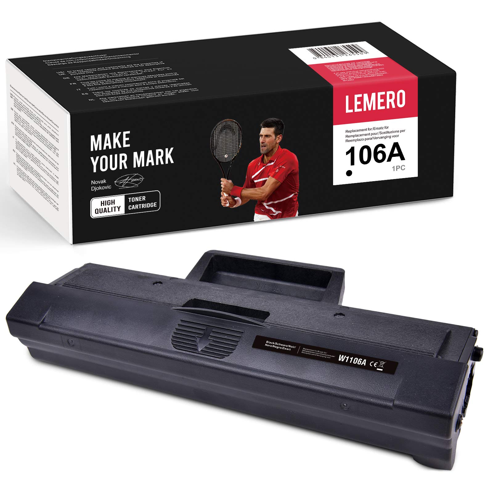 Lemero 106a Toner Cartridge Replace for HP 106A W1106A for hp 107w 107a toner，hp mfp 135w 137fnw toner，135a Toner