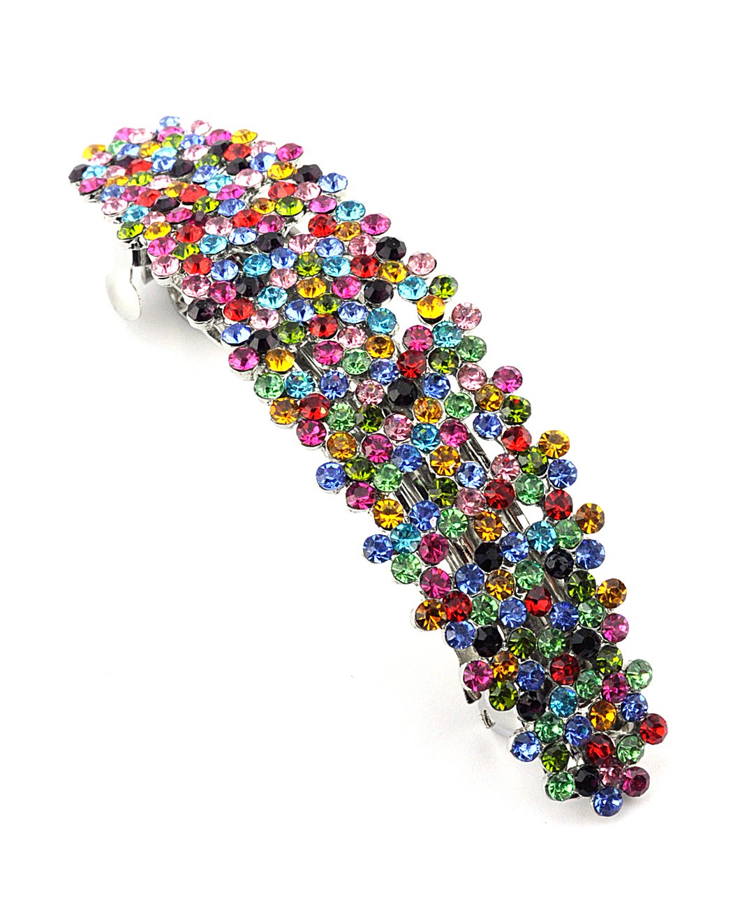Women's Rhinestone Metal Hair Barrette Clip Hair Pin Antique Silver IMB2113, Multi