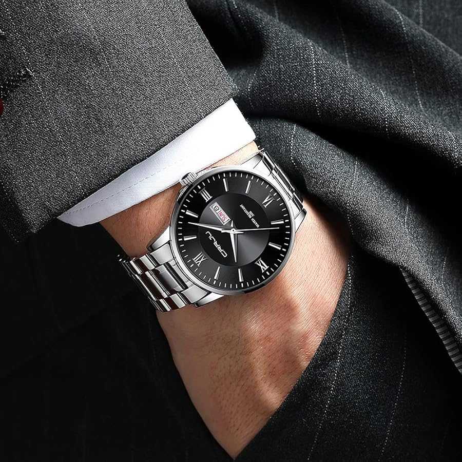 Bianco CRRJU Orologi Da Uomo Orologio In Acciaio Inossidabile Orologio Casual Di Lusso Impermeabile~p145651681