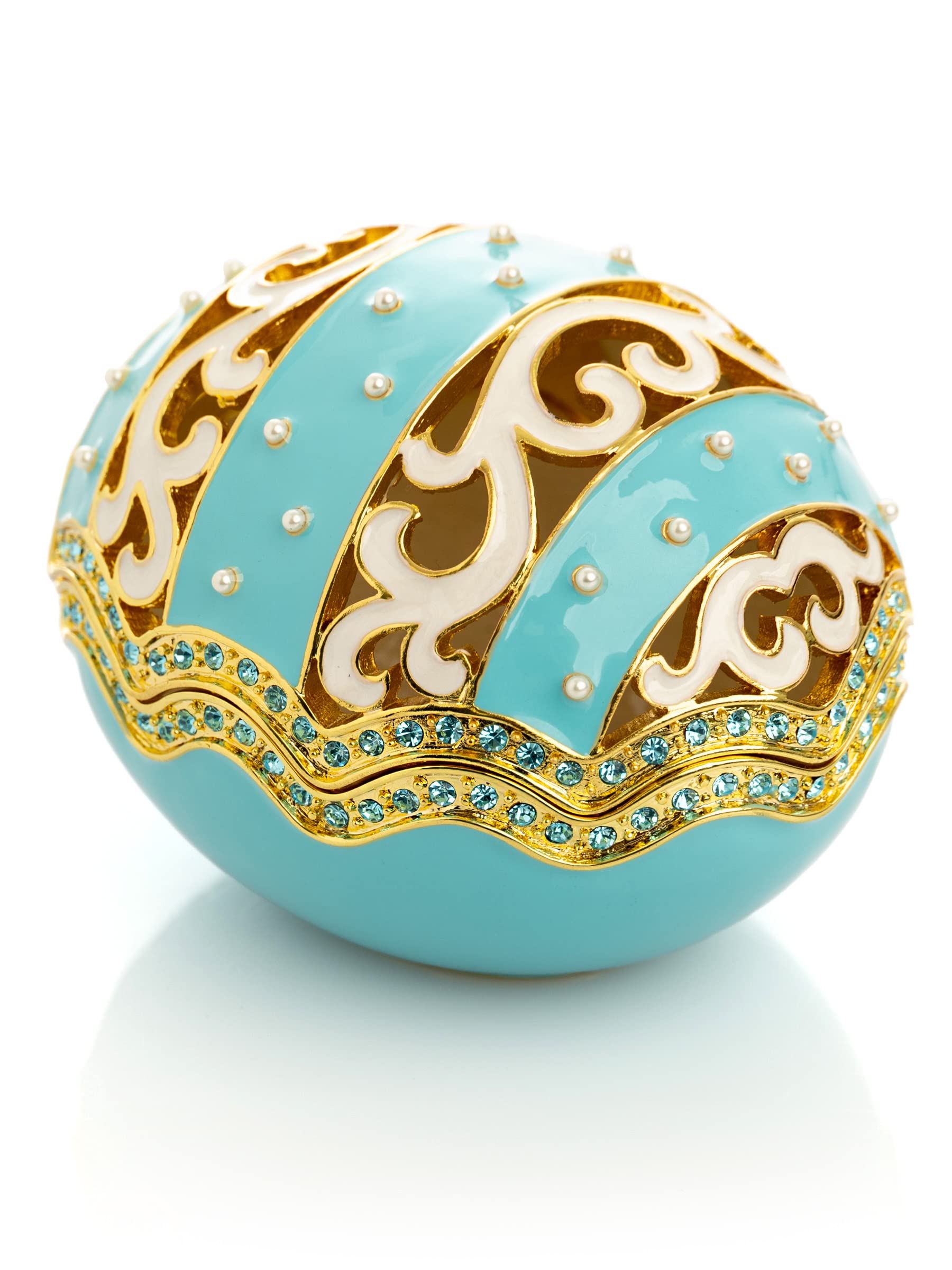 Keren Kopal Uovo di Pasqua turchese azzurro con perle all'interno decorato uovo di Pasqua
