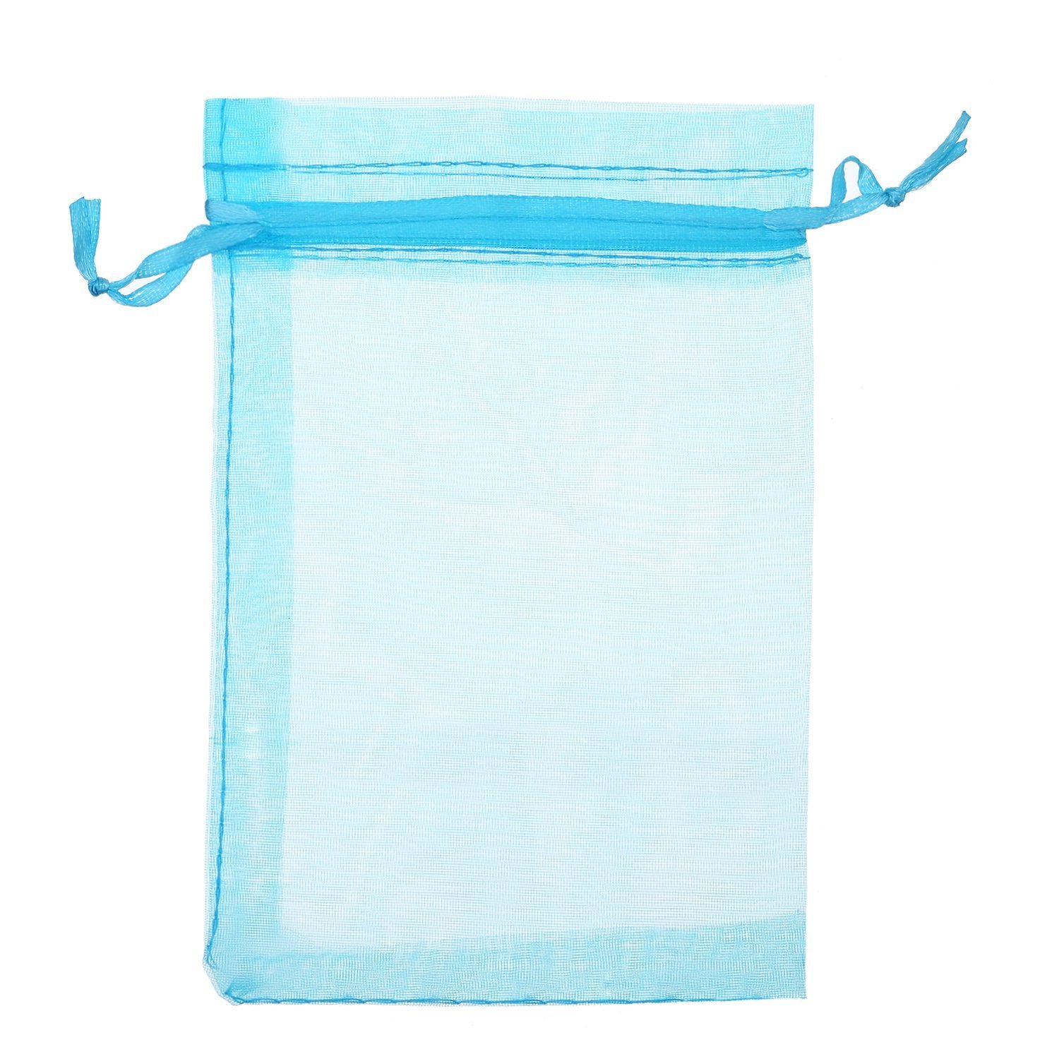 100 Stück Organza Geschenkbeutel 7x9cm - Aqua Blau Mit Kordelzug