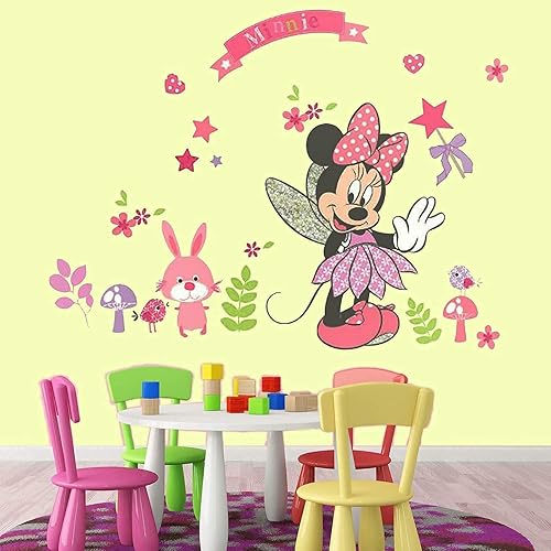 Miniatura 5 de Calcomanías de pared grandes de Mickey y Minnie Mouse para niños, dormitorio de bebé, guardería, calcomanías de pared de ventana de espejo de