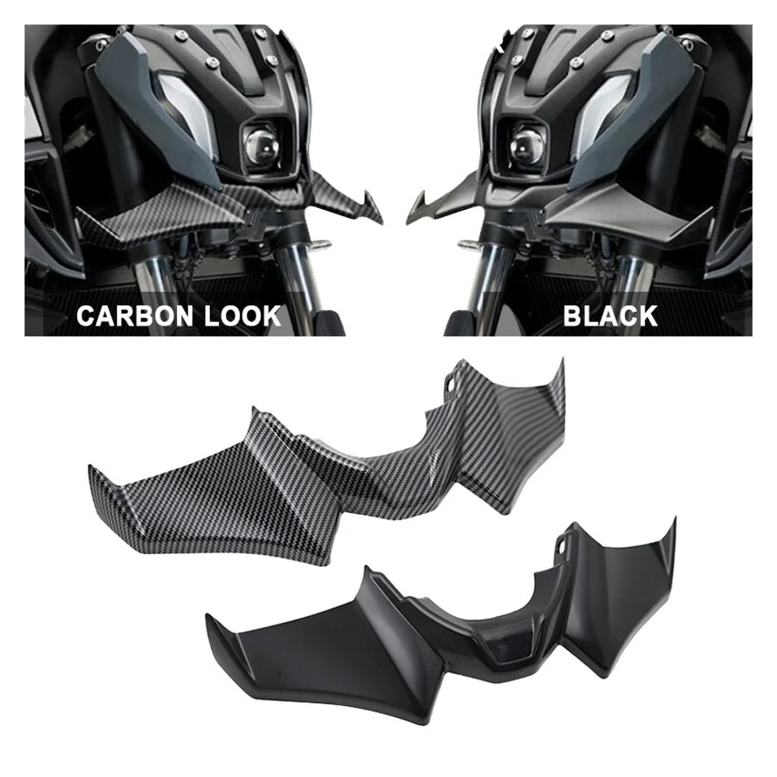 Winglets Alerones Delanteros Aerodinámicos para Motocicleta para MT-07 SP para MT 07 2021 2022 2023 2024 Sport Downforce Naked Spoiler(Negro)