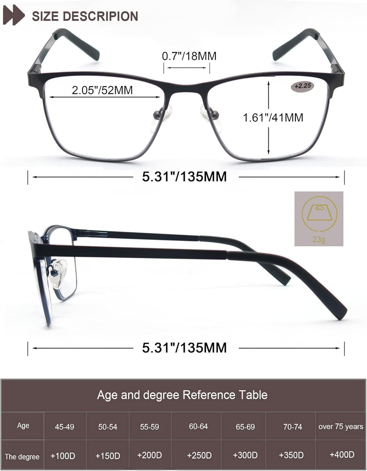 Blue Light Blocking Reading Glasses for Mens Full Metal Square Readers Lightweight Cheaters Reading Glasses 3 Pack - Image 4