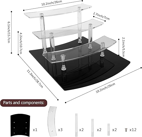 Vista 4 de ELEGANTLIFE Soporte elevador de acrílico – Estante transparente de 4 niveles para Funko POP, Amiibo, figuras, coleccionables, cupcakes, perfumes