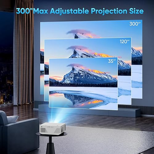 Miniatura 5 de Proyector con WiFi y Bluetooth, mini proyector portátil de 16000 lúmenes, proyector de película nativo Full HD 1080P para exteriores, proyector