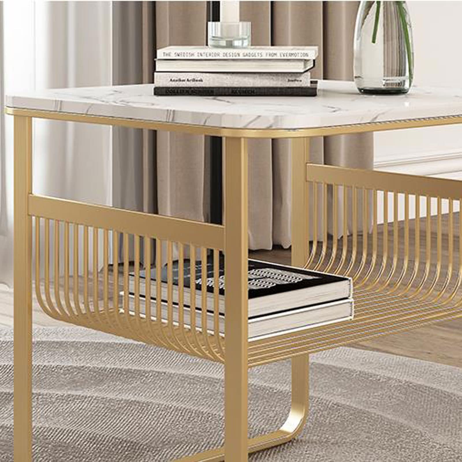 Table D'appoint Rectangulaire, Bout De Canapé, Table De Nuit Avec Étagère De Rangement À 2 Niveaux, Table De Canapé Pour Petit Espace, Salon, Chambre