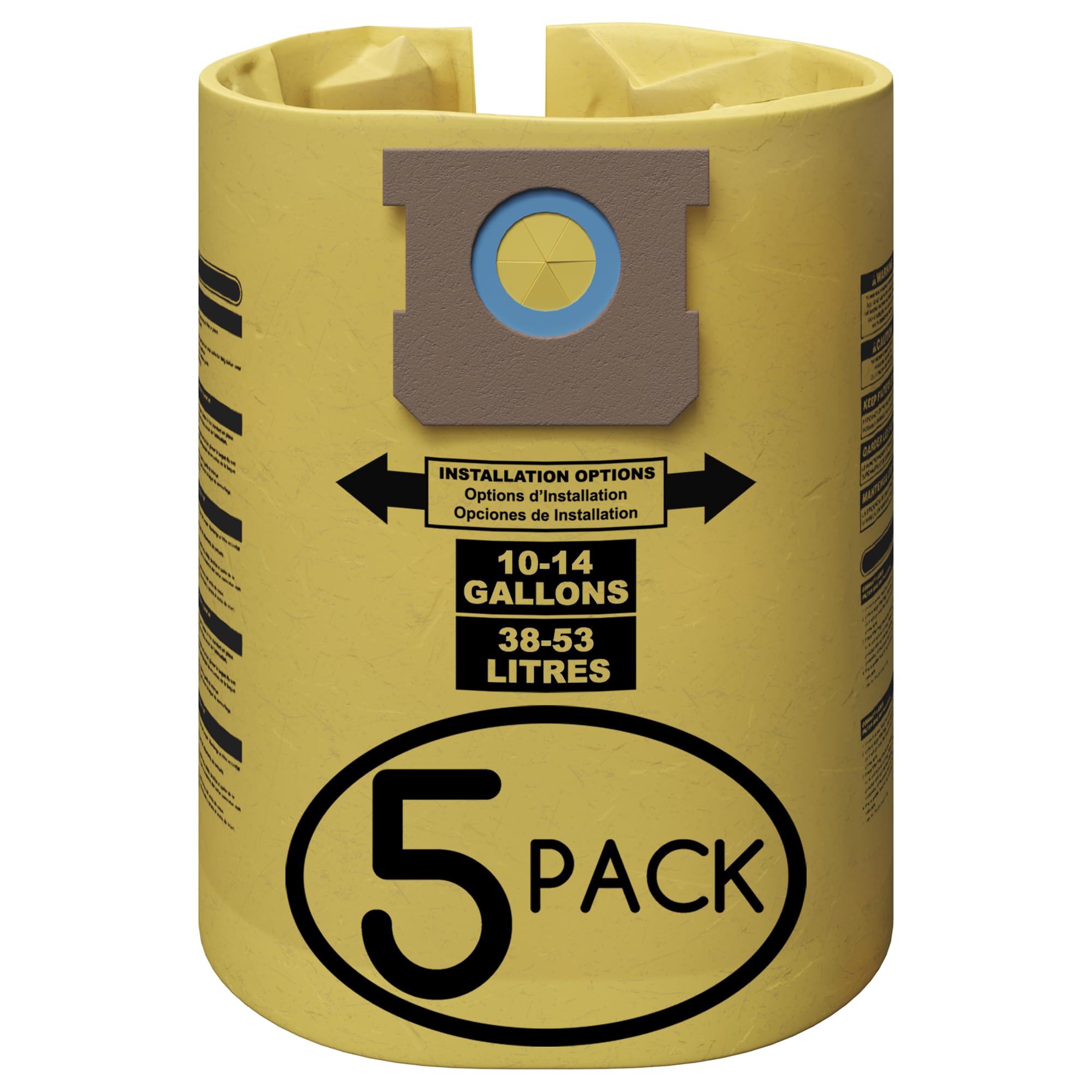 For Shop Vac Bags 10-14 Gallon - Reinforced Type I 90672, Type F 906620, VF2005 - Double-Layer 12 Gallon Shop Vac Bag (5 Pack)