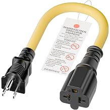 4 in 1 NEMA 5-15P Adapter Cord 1FT, Winxus NEMA 5-15P to 5-15R, 5-20R, 6-15R, 6-20R Adapter Cord, 15A to 20A AC Adapter Cable, Short Extension Cord, 3 Prong Extension Cable