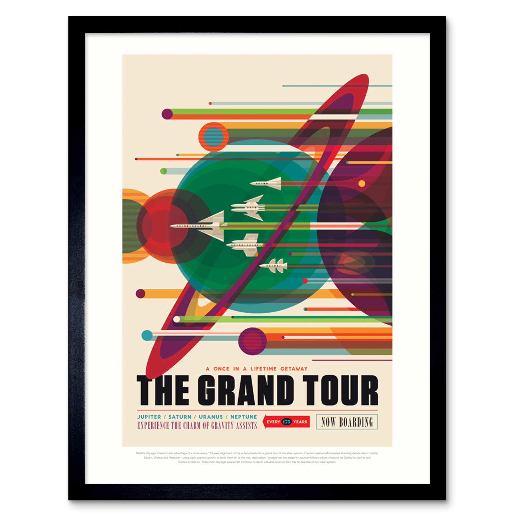 Wee Blue Coo NASA Space Travel Advert Grand Tour Art Print Framed Poster Wall Decor 12x16 inch