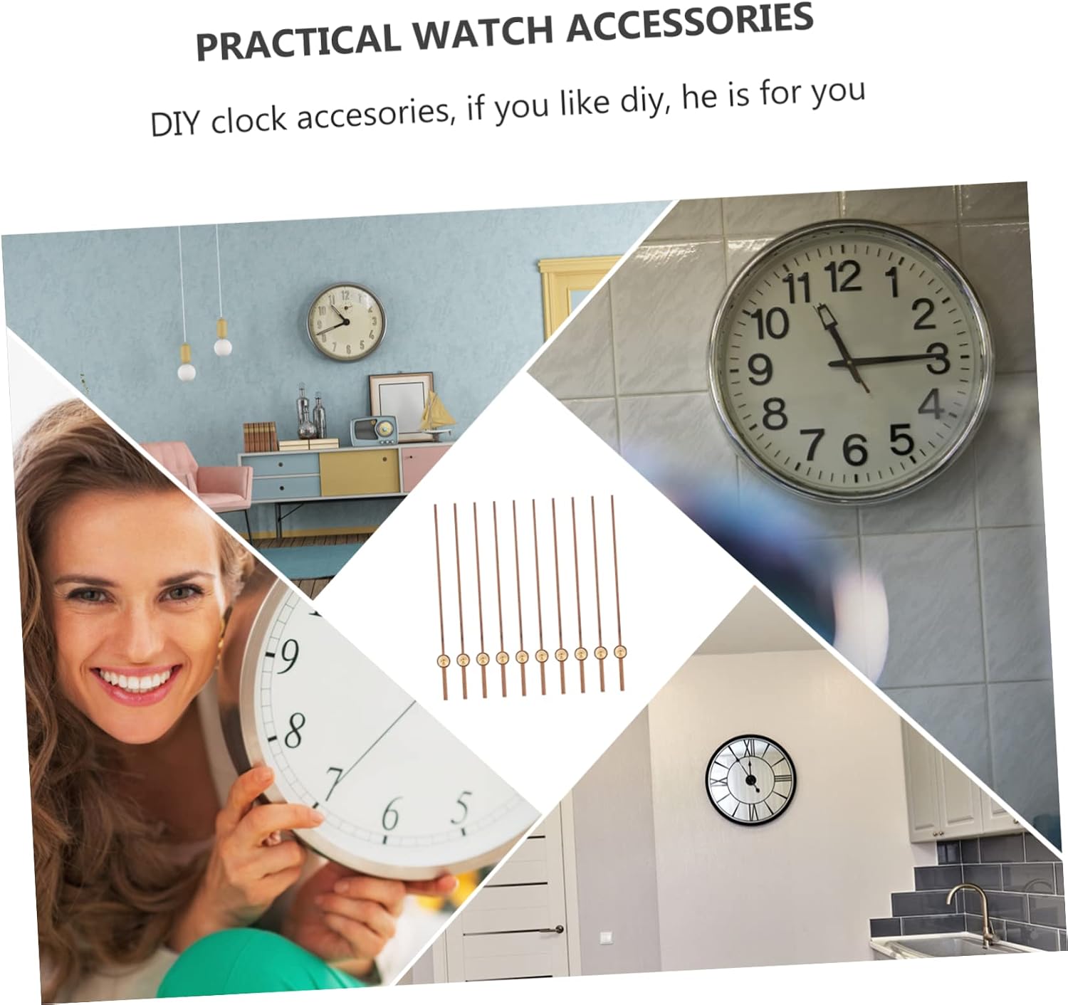 DIY Clock Accessories 10pcs Precision Clock Second Hand Wooden for Replacement and Decor