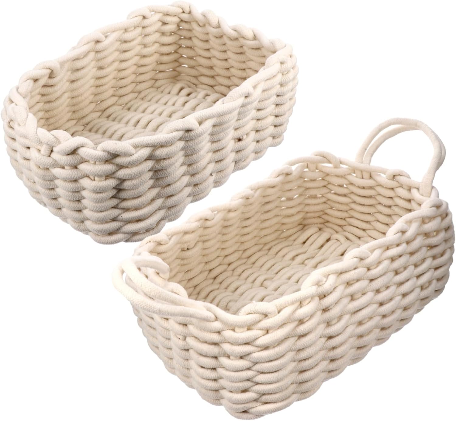 Cabilock 2pcs Cotton Thread Storage Basket Set Decorative Organizer for Home Nursery and Craft Room Soft Woven Bin for Sundries Snacks and Household Items
