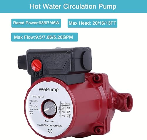Miniatura 2 de NPT 34 '' Bomba de circulación de agua caliente doméstica 93W Bomba de recirculación para cabezal de ducha (RS15-6R)