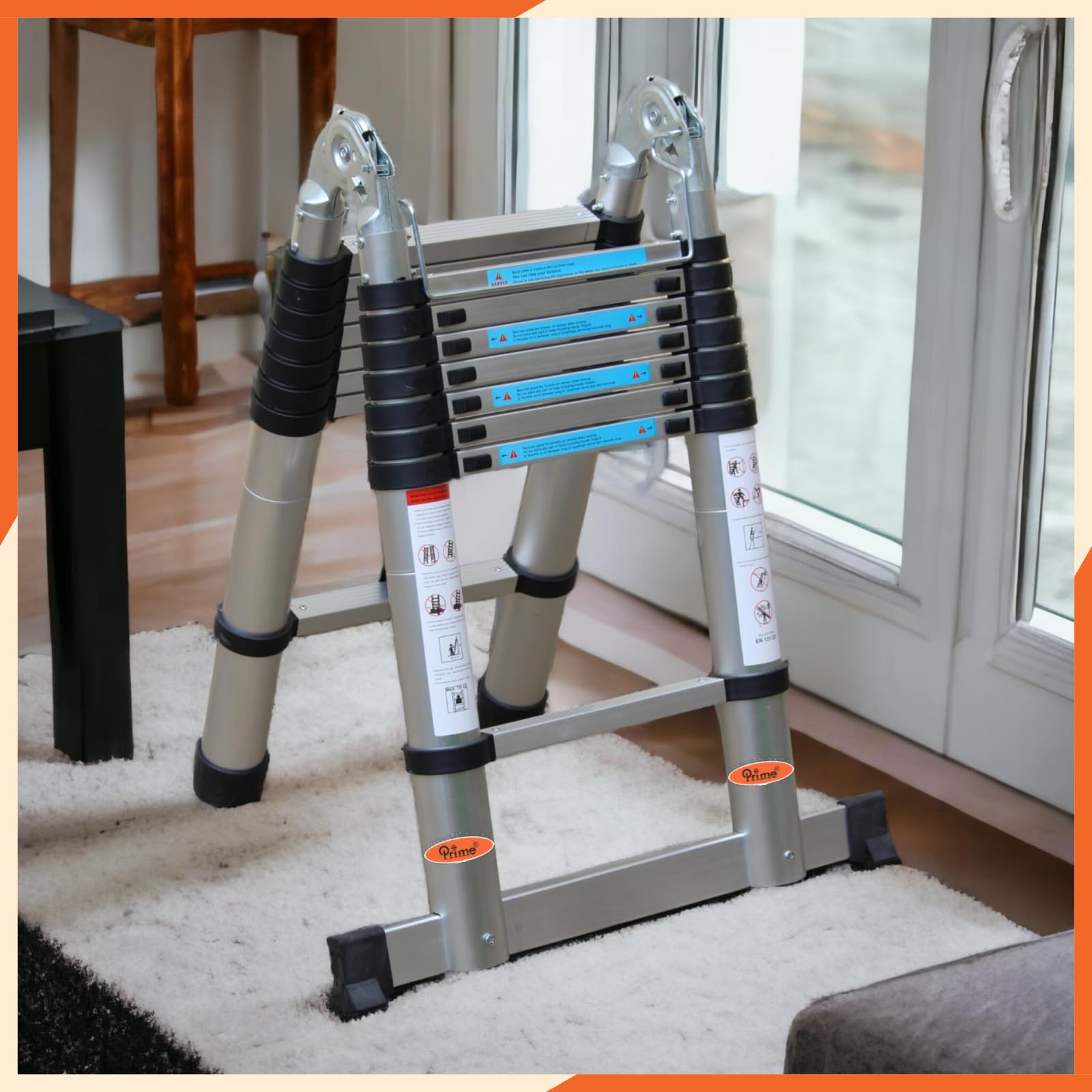 Prime 16.5ft Portable & Extendable A-Shaped 2 in 1 Multipurpose Telescopic Foldable Aluminium Ladder | Ultra-Stable | for Household & Outdoor | with Stabilizer Bar & Safe Locking Hinges | (2.5M+2.5M) (B0CP97SZW9) Amazon Price History, Amazon Price Tracker