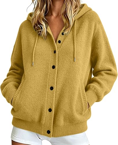 Coal2ToalPW Oversized Cardigan Sweaters For Women Womens Button Down Hooded Swea